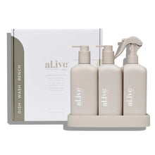 Load image into Gallery viewer, DISHWASHING LIQUID, HAND WASH & BENCH SPRAY + TRAY, PREMIUM KITCHEN TRIO