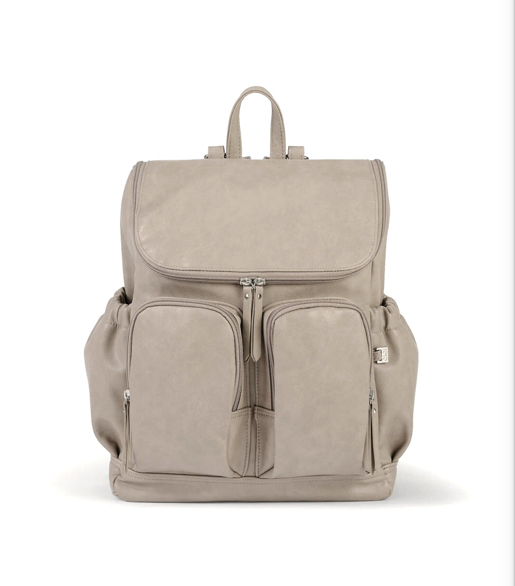 Signature Nappy Backpack - Taupe Faux Leather