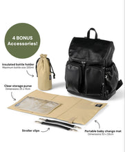 Load image into Gallery viewer, Signature Nappy Backpack - Black Faux Leather
