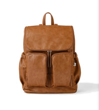 Load image into Gallery viewer, Signature Nappy Backpack - Tan Faux Leather
