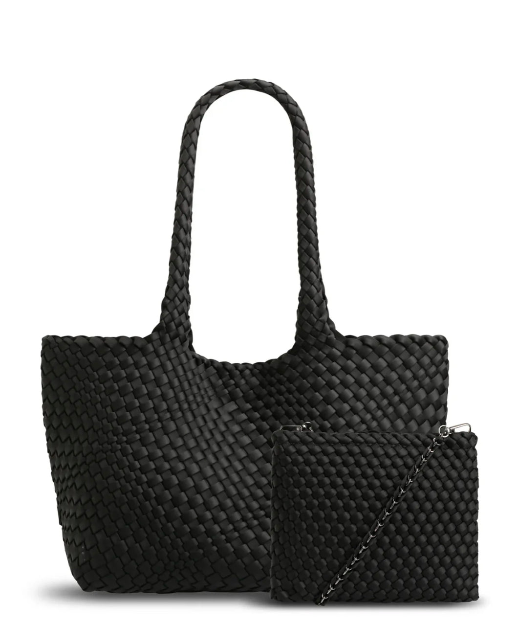 The Aubrey Bag Woven Neoprene Tote Bag (BLACK)