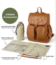 Load image into Gallery viewer, Signature Nappy Backpack - Tan Faux Leather
