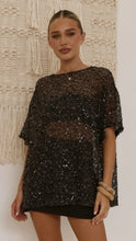 Load image into Gallery viewer, Lola Oversized Sequins Tee - Black
