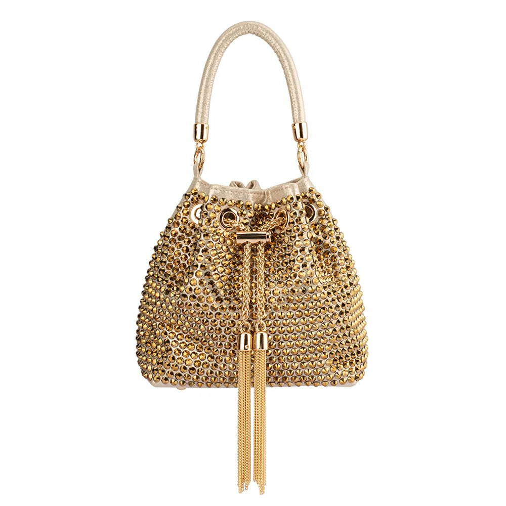 SANTORINI STUDDED HOTFIX POUCH - Gold