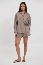 Load image into Gallery viewer, Amara stripe short set- choc/pinstripe
