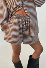 Load image into Gallery viewer, Amara stripe short set- choc/pinstripe
