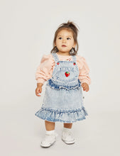 Load image into Gallery viewer, PIPPA STRAWBERRY DENIM PINAFORE DRESS LIGHT DENIM
