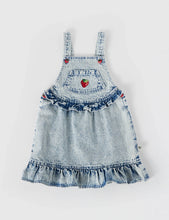 Load image into Gallery viewer, PIPPA STRAWBERRY DENIM PINAFORE DRESS LIGHT DENIM
